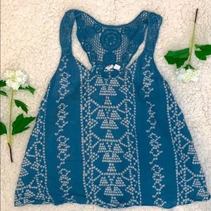 Melrose and Market Flowy Tank Top Boho Hippie Chic Festival Crochet Back Small